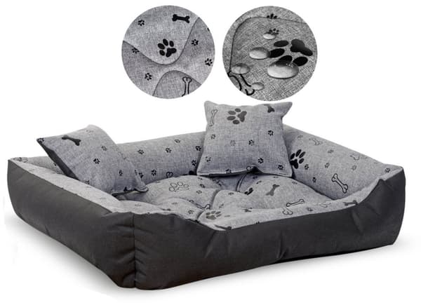 Hundeseng kennel 100x75 cm vandtætte knogler sort