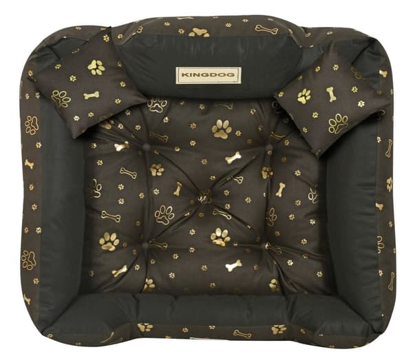 Hundeseng KINGDOG kennel 75x65 cm personlig vandtætte gyldne knogler