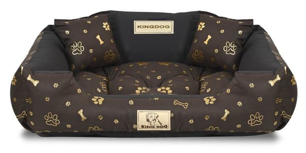 Hundeseng KINGDOG kennel 75x65 cm personlig vandtætte gyldne knogler