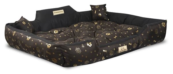 Hundeseng KINGDOG 115x95 cm personlig vandtætte gyldne knogler