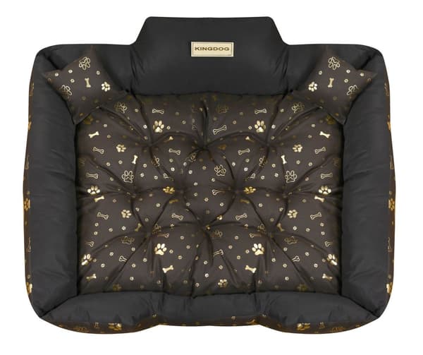 Hundeseng KINGDOG 115x95 cm personlig vandtætte gyldne knogler