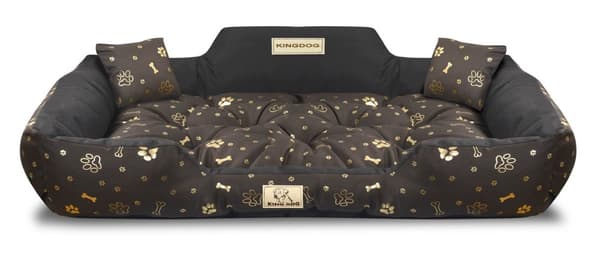 Hundeseng KINGDOG 115x95 cm personlig vandtætte gyldne knogler