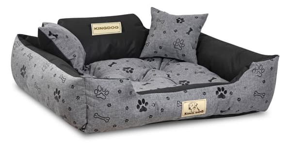 Hundsäng KINGDOG kennel 75x65 cm personliga vattentäta ben svart