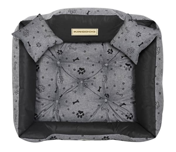 Hundsäng KINGDOG kennel 75x65 cm personliga vattentäta ben svart