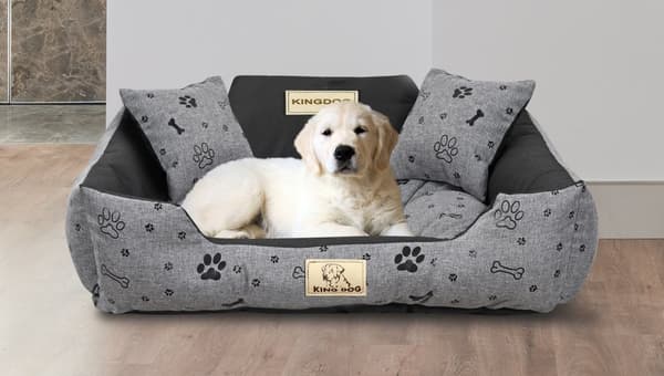 Hundsäng KINGDOG kennel 75x65 cm personliga vattentäta ben svart