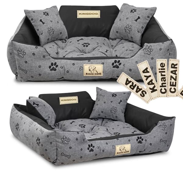 Hundsäng KINGDOG kennel 75x65 cm personliga vattentäta ben svart
