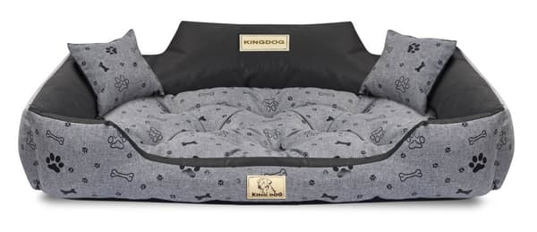 Hundeseng KINGDOG 100x75 cm personlig vandtætte knogler sort