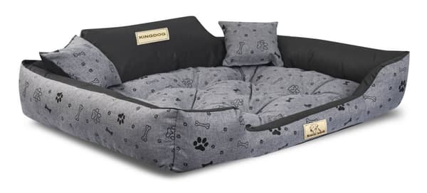 Hundsäng KINGDOG 115x95 cm personliga vattentäta ben svart