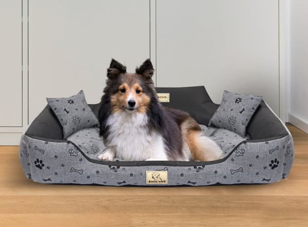 Hundsäng KINGDOG 115x95 cm personliga vattentäta ben svart
