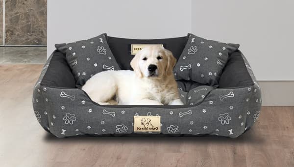 Hundeseng KINGDOG kennel 75x65 cm personlig vandtætte sølvben