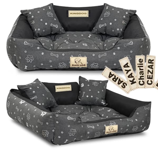 Koiran sänky KINGDOG kennel 75x65 cm personoidut vedenpitävät hopealuut