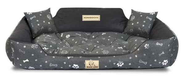 Koiran sänky KINGDOG 100x75 cm personoidut vedenpitävät hopealuut
