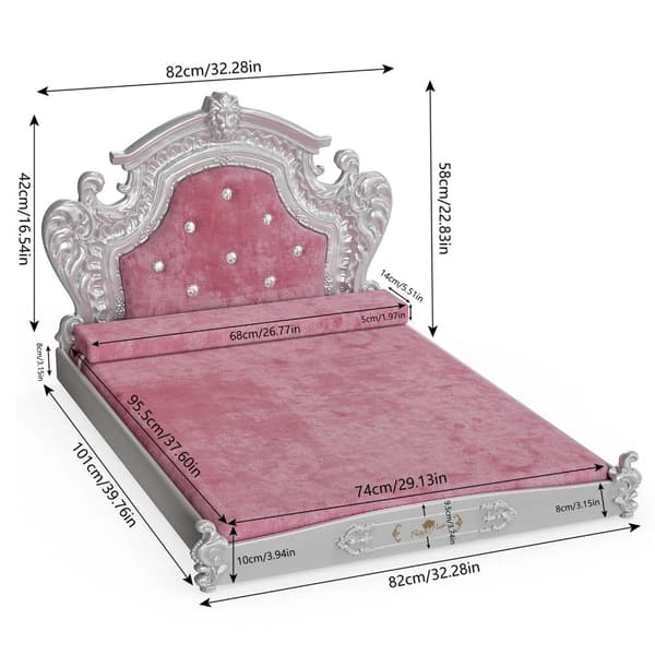 Bingopaw Luksus Kæledyrsseng, Stilfuldt Europæisk Design, Blødt Hollandsk Velour Materiale,Rosa L