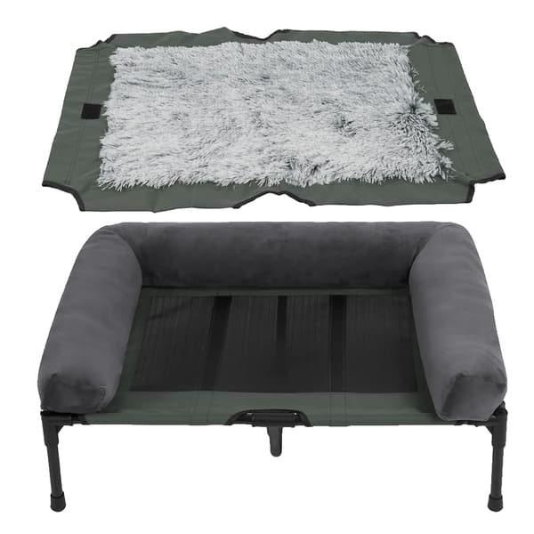 Kohotettu koiranpeti, hengittävä verkko-osa, pehmeä fleece-tuki,L