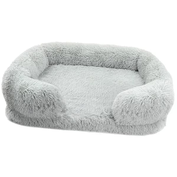 Pet Bed, Super Blødt Materiale, Aftageligt Betræk,L 75x50x14cm, Lys grå