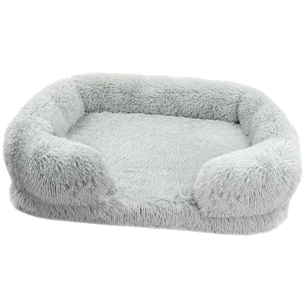 Pet Bed, Super Blødt Materiale, Aftageligt Betræk,L 75x50x14cm, Lys grå