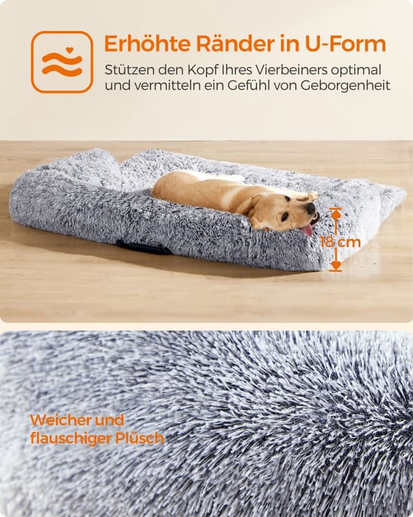 Hundeseng, FluffyHug, 122x95x18 cm, Ombré-Grå.
