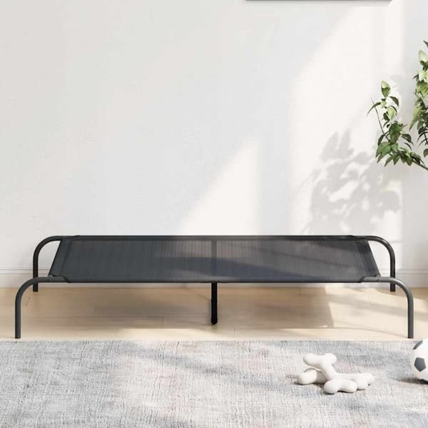 Förhöjd hundbädd svart 130x80x20 cm textilene och stål