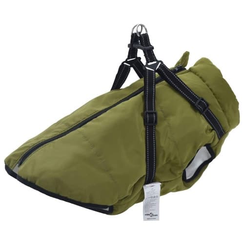 Hundtäcke med sele vattentät reflex armégrön L48