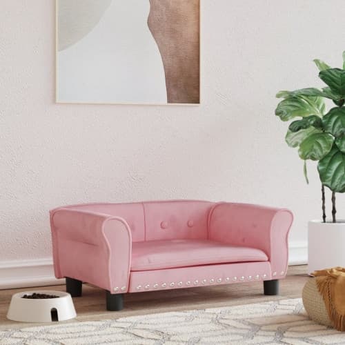 Hundbädd rosa 70x45x30 cm sammet