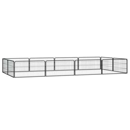 Hundbur 12 paneler svart 100x50 cm pulverlackerat stål