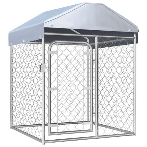 Hundgård med tak för utomhusbruk 100x100x125 cm