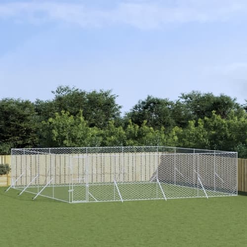 Hundgård för utomhusbruk silver 8x8x2 m galvaniserat stål