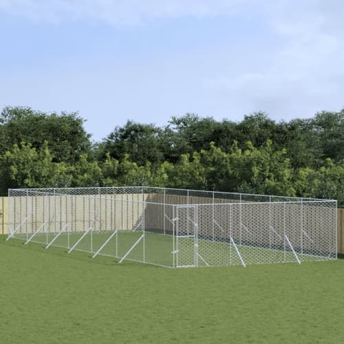 Hundgård för utomhusbruk silver 6x14x2 m galvaniserat stål