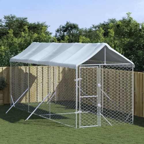 Hundgård med tak silver 2x6x2,5 m galvaniserat stål