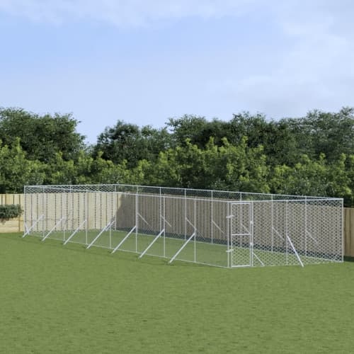 Hundgård för utomhusbruk silver 4x16x2 m galvaniserat stål