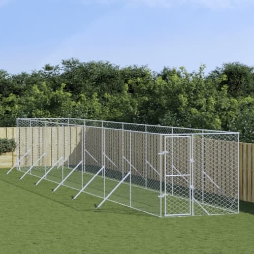 Hundgård för utomhusbruk silver 2x14x2 m galvaniserat stål
