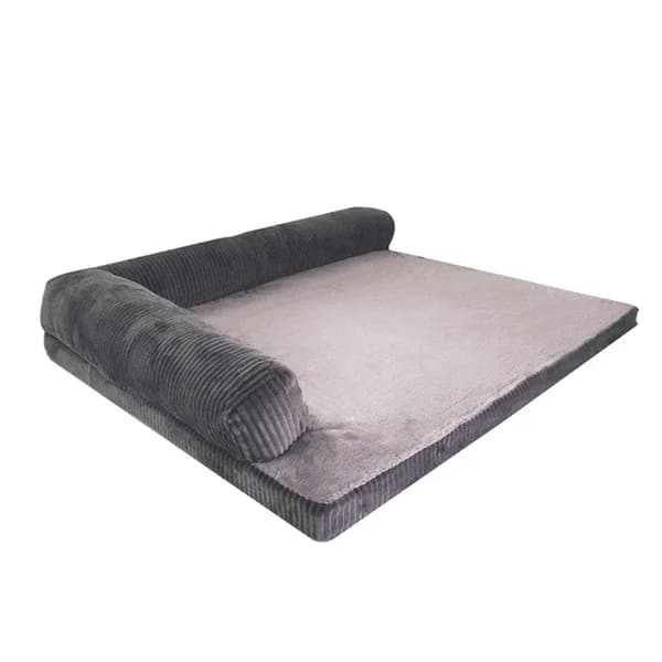 Hundeseng, blød plyssoverflade, dobbelt-bolster design,M68x53cm, Grå