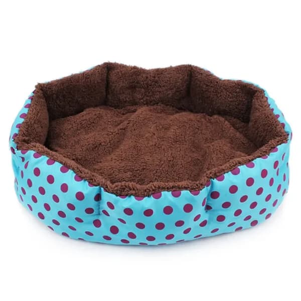 Pet Bed, Blødt Bomuldsstof, Aftagelige Måtter,37x32x10, Blå