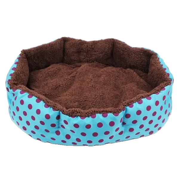 Pet Bed, Blødt Bomuldsstof, Aftagelige Måtter,37x32x10, Blå