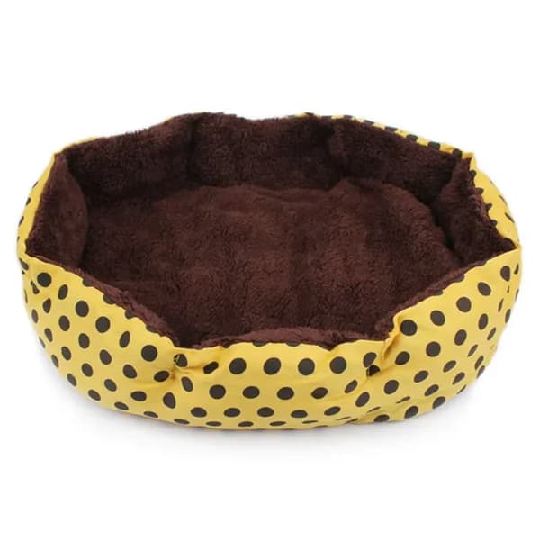 Pet Bed, Blødt Bomuldsstof, Aftagelige Måtter,37x32x10, Gul