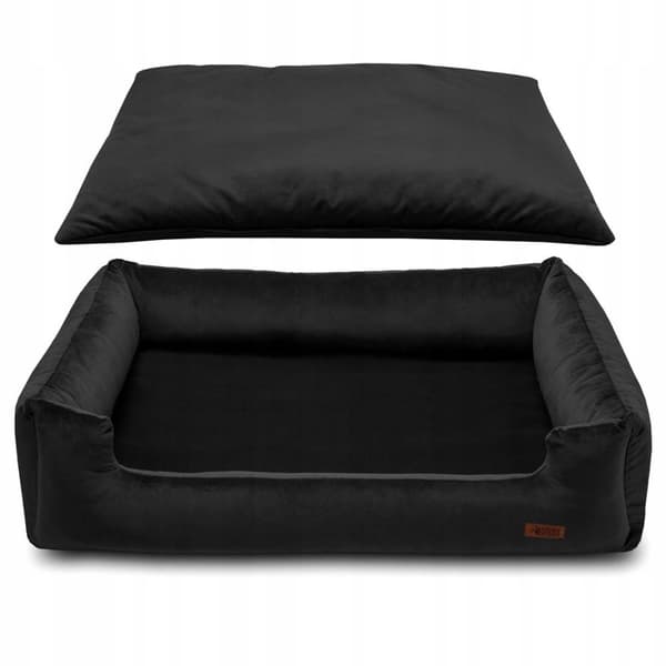 Klassisk premium hundeseng i sort materiale, sovepose HUGGY DOGGY XL