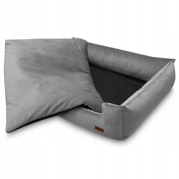 Klassinen PREMIUM-koiranpeti harmaasta materiaalista, nukkumiseen HUGGY DOGGY XL