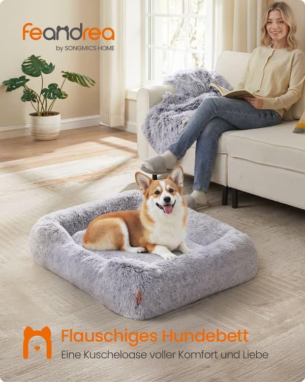Hundeseng, Feandrea PGW271G01, 71x55x18 cm, Ombre Grå