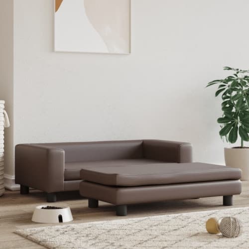 Hundbädd med förlängning brun 100x50x30 cm konstläder