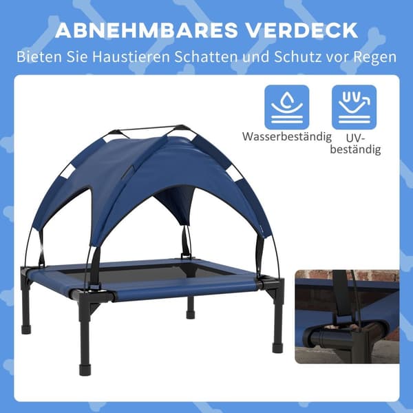 Rootz hundeseng med tag - åndbar kæledyrseng - vandafvisende - tilbyder afkøling - 76 x 61 x 69,5 cm blå