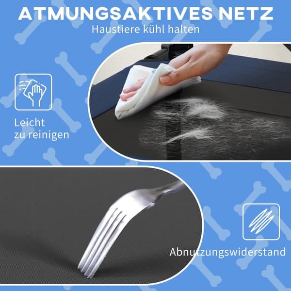 Rootz hundeseng med tag - åndbar kæledyrseng - vandafvisende - tilbyder afkøling - 76 x 61 x 69,5 cm blå