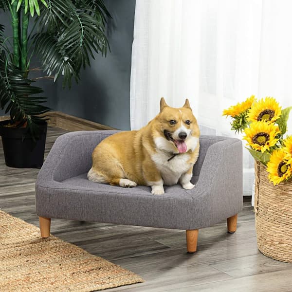 Rootz Pet Sofa - Scandinavian Bed - Dog Couch - Blød polstring - Eucalyptus Wood - 75 cm x 55 cm x 39 cm