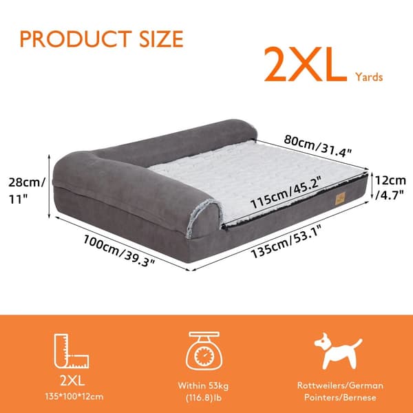 Bolster Hundeseng, Komfort Skum Støtte, Vaskbart Betræk,2XL