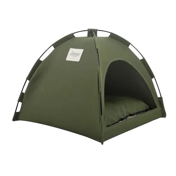 Pet Tent Bed, Mjuk och Andningsbar, Avtagbar Kudde,svart-a