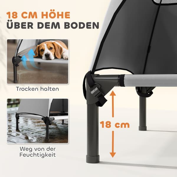 Hundeseng med tag, 76x61x71 cm, Lysegrå