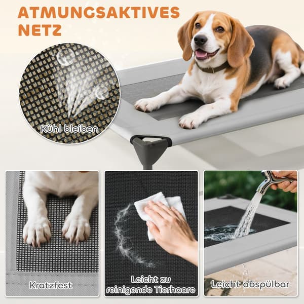 Hundeseng med tag, 76x61x71 cm, Lysegrå