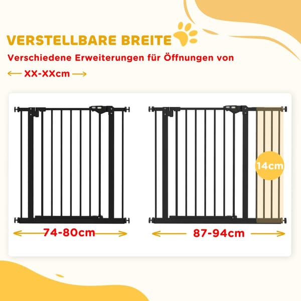 Husdjursgrind, 74-80/87-94 cm, Svart
