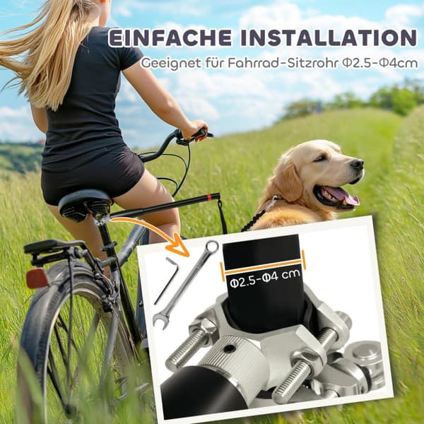 Hundcykelleash, 124 cm, Svart