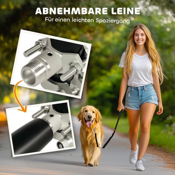 Hundcykelleash, 124 cm, Svart