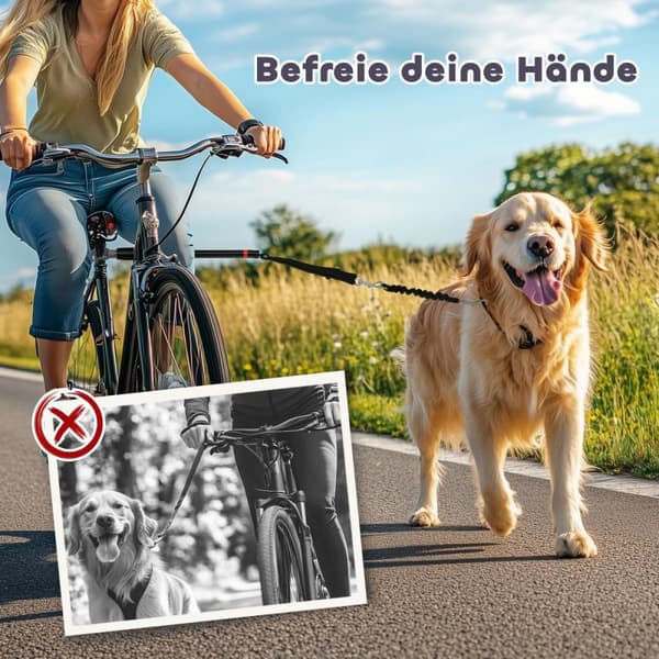 Hundcykelleash, 124 cm, Svart